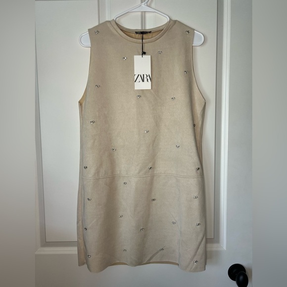 NWT Zara Cream Sequin Sheath Mini Dress - Picture 1 of 5